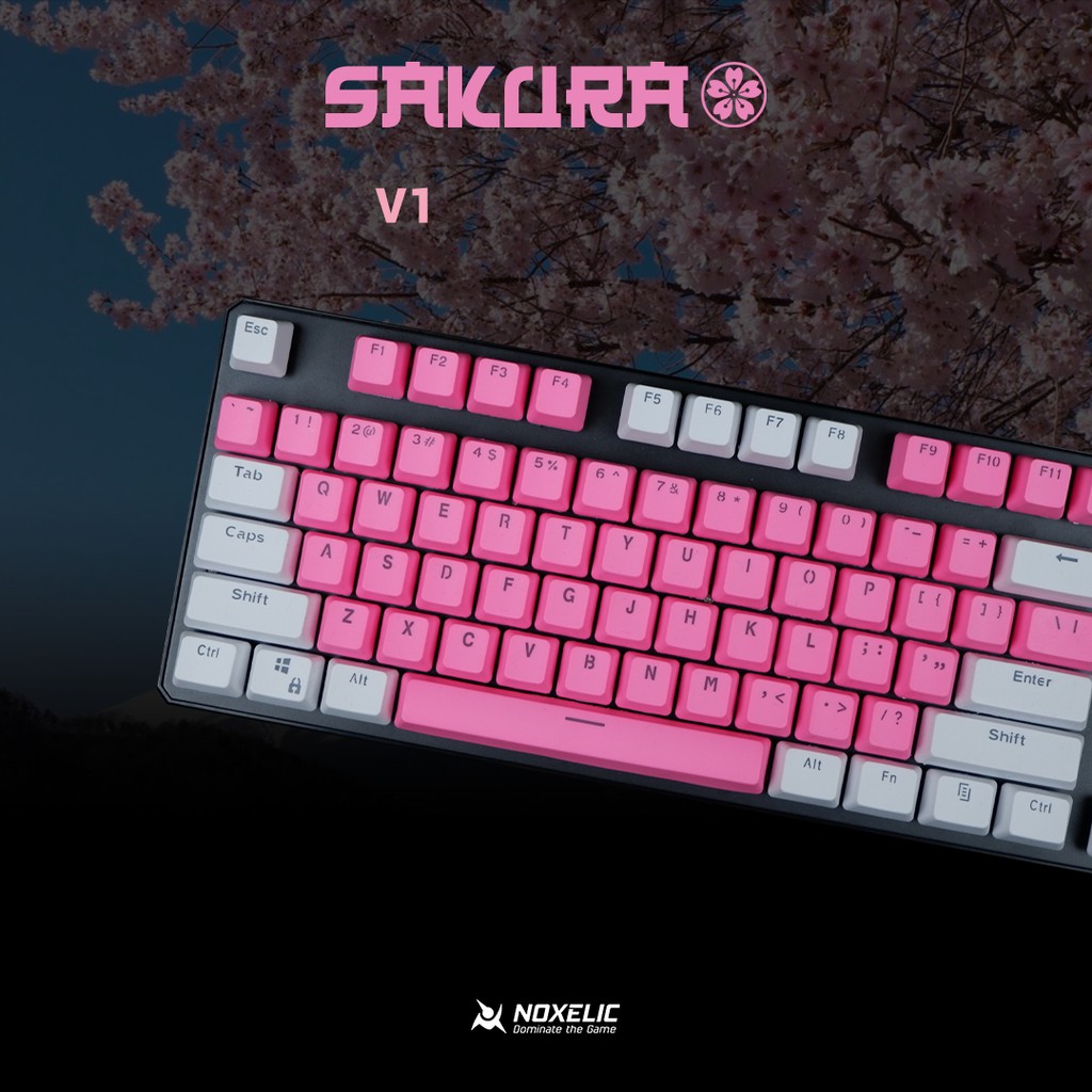 Noxelic Keycaps PBT Sakura - Double Shot 104 Keyset Custom