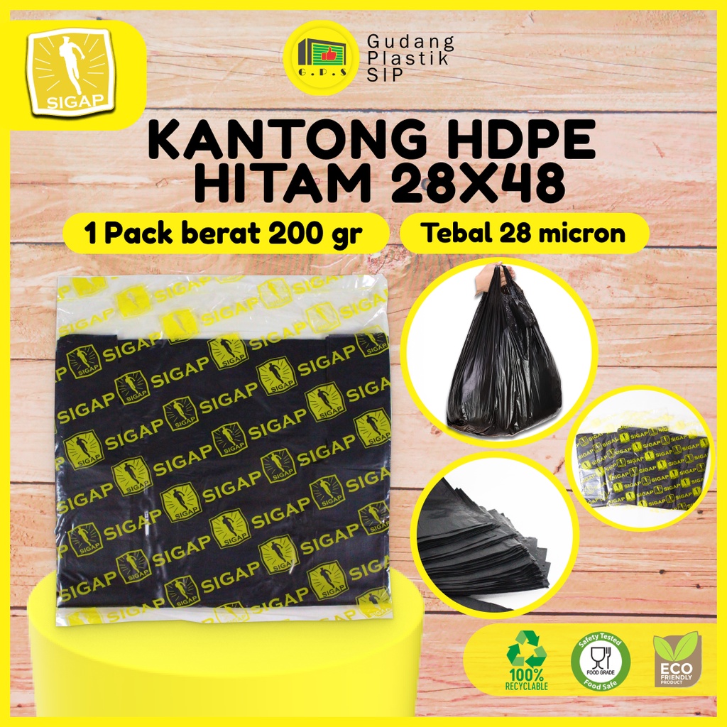 Kantong Plastik Kresek SIGAP HD Tebal Hitam 200 gr ukuran 15 / 24 / 28