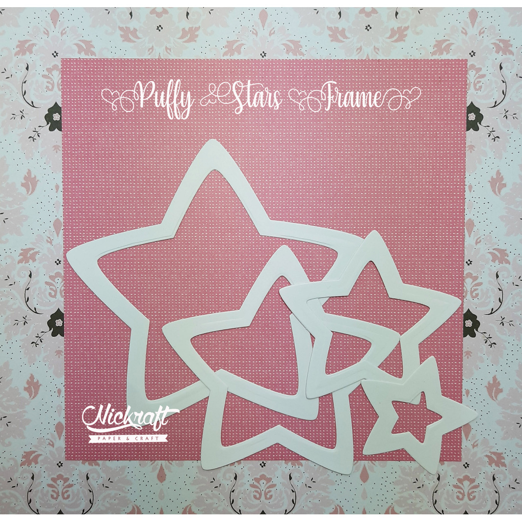 

PUFFY STAR FRAME - Bahan Scrapbook Label Bintang