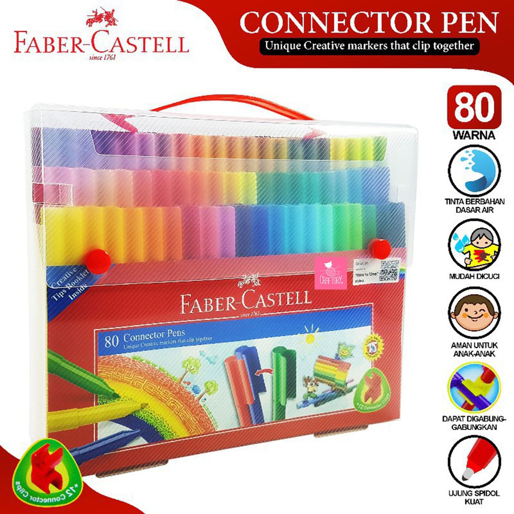 

Faber Castell Connector Pen 80 Colors + plastic bag / Sepidol spidol Anak Kreatif Konektor Warna