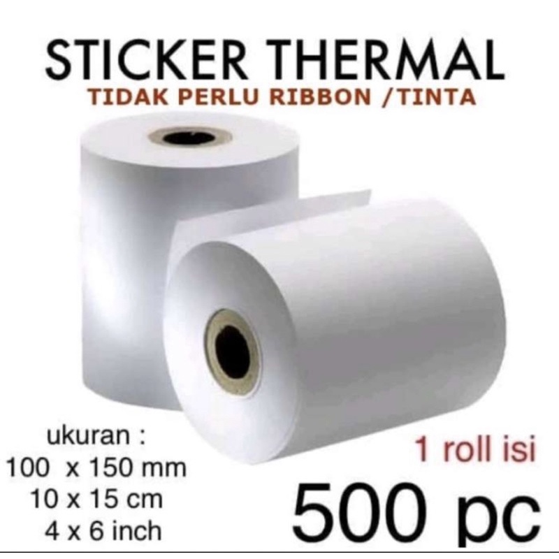 

Kertas thermal 100x150 mm isi 500 pcs lembar A6 Hemat stiker sticker barcode label pengiriman resi roll