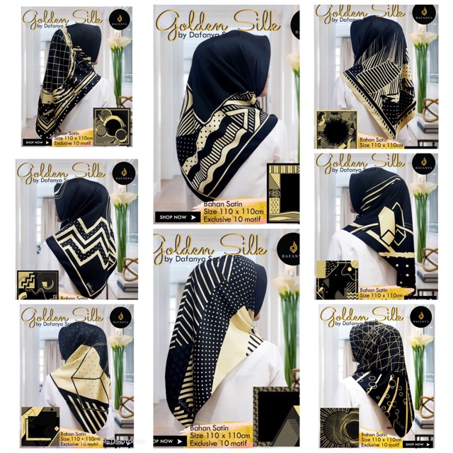 Jilbab dafanya. Golden silk. 1kodi 2motif 400rb.