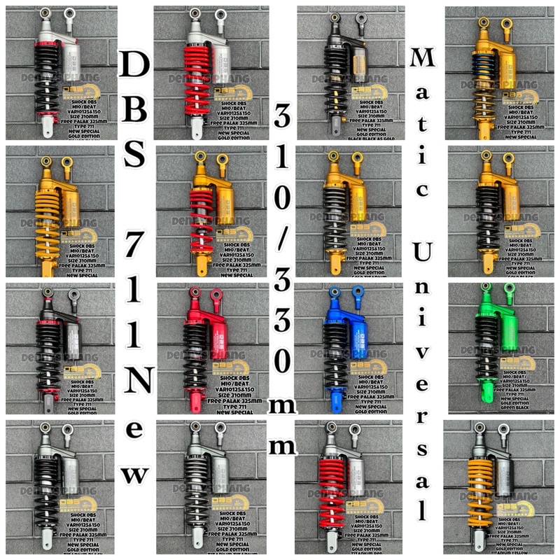 Shock DBS 711 G Sport Edition Matic Singel Shock Anting Universal 310mm 330mm Shockbreaker Singel Matic Tabung Atas Mio Beat Click125 Vario125 Scoopy  FOURSIX_46