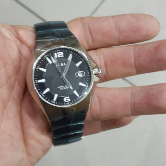 Alba AXDM13X1 Men Silver Black Jam Tangan Pria AXDM13 Stainless Original
