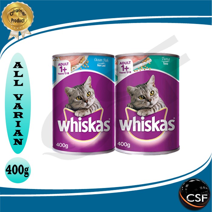 Makanan Kucing kaleng premium murah WHISKAS kaleng 400g All Varian