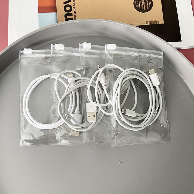 5pcs Kantong Plastik Bening Dengan Ziplock Untuk Kabel Charger Dfvc