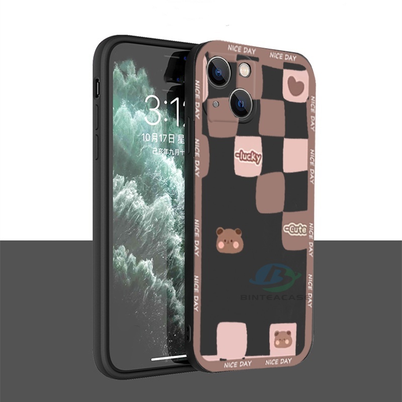 Realme C35 Realme 10 C21Y C25Y C21 C11 C25 C17 C15 C12 C3 C2 Realme 8i 7i 5 5i 6i 6Pro 7Pro Beruang Lucu Pink Motif Kotak Silikon Casing Handphone Binteacase