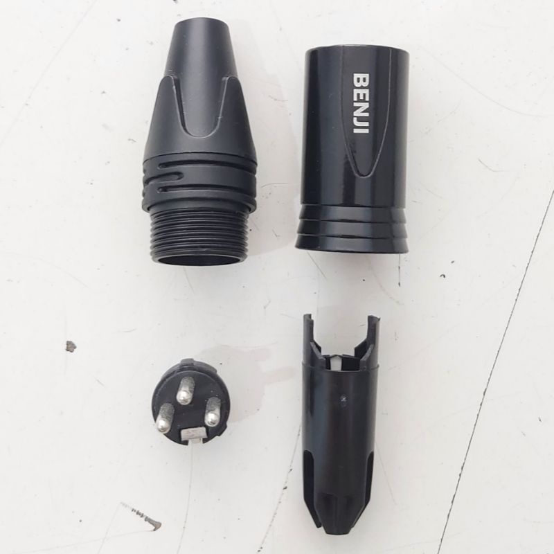 BENJI Jack Canon XLR 3 Pin Male Jantan Colokan Mixer Hitam