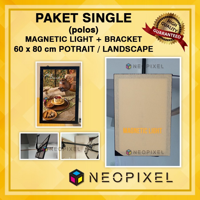 Neon box menu paket single uk 60x80  cm  Termasuk Bracket -  Light box LED menu cafe  TANPA Visual
