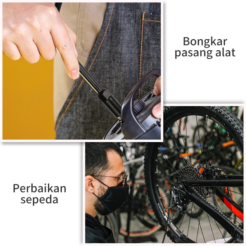 ISKU Kunci Y 8 10 12 Panjang Kunci Sock Y 10 12 14 Socket Wrench Hitam Perak Alat Perkas