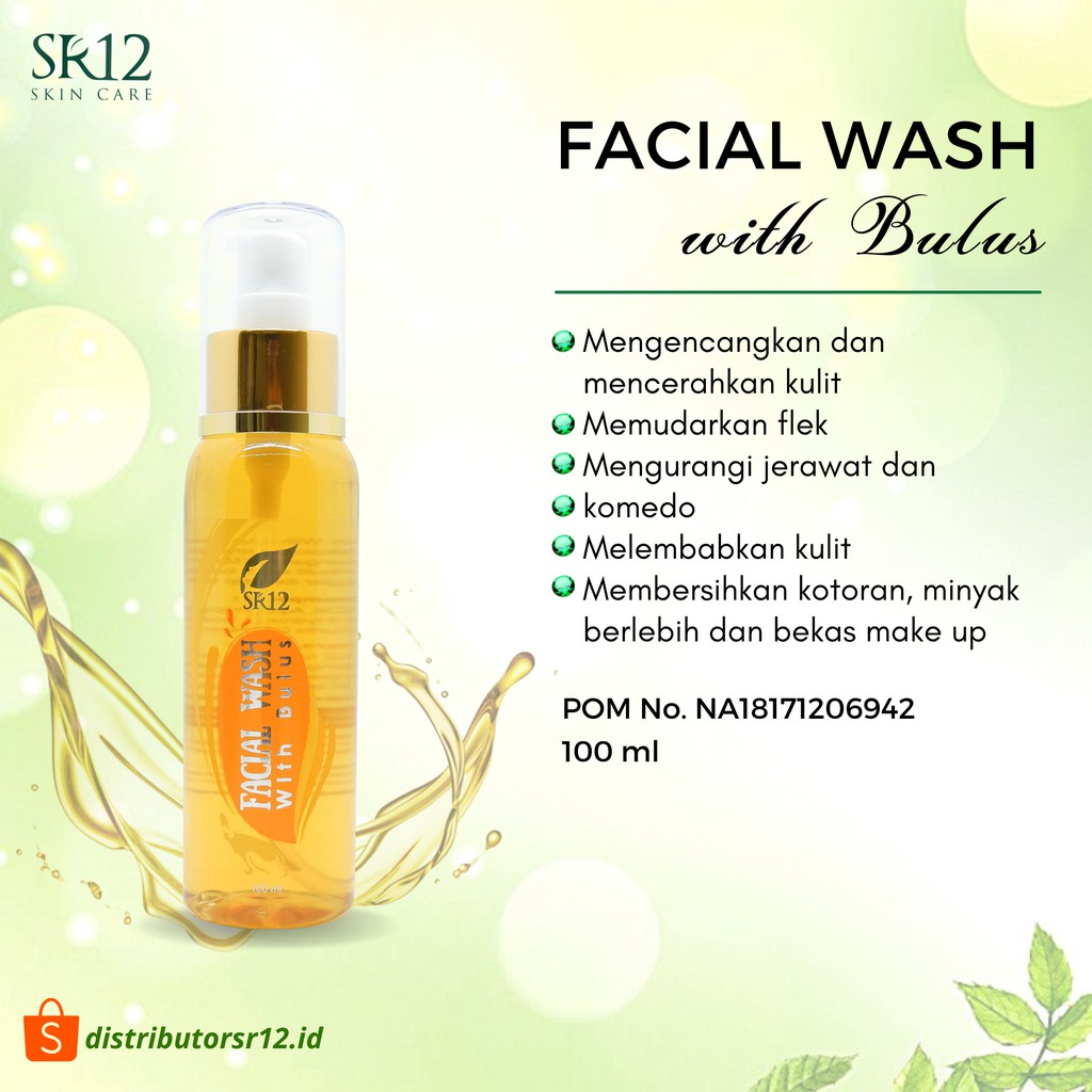 Facial Wash Bulus SR12 100 ml Sabun Cair Pembersih Wajah Kulit Normal Flek Hitam Jerawat Komedo