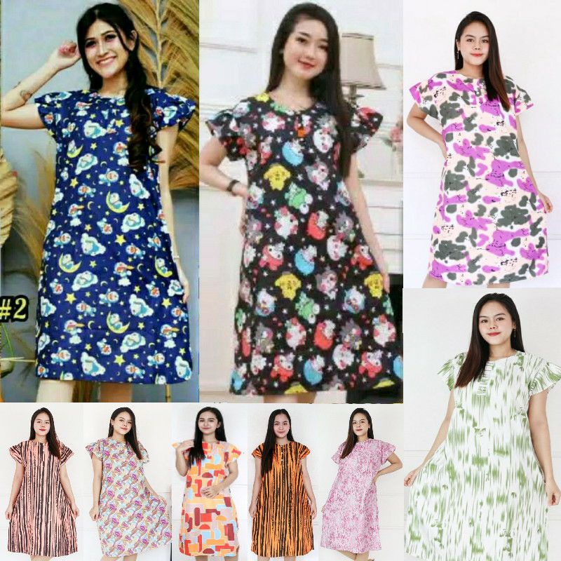 DASTER JUMBO KARAKTER L XL XXL / DASTER MOTIF.. Baju Tidur Motif & Kartun Kancing Atas Hidup