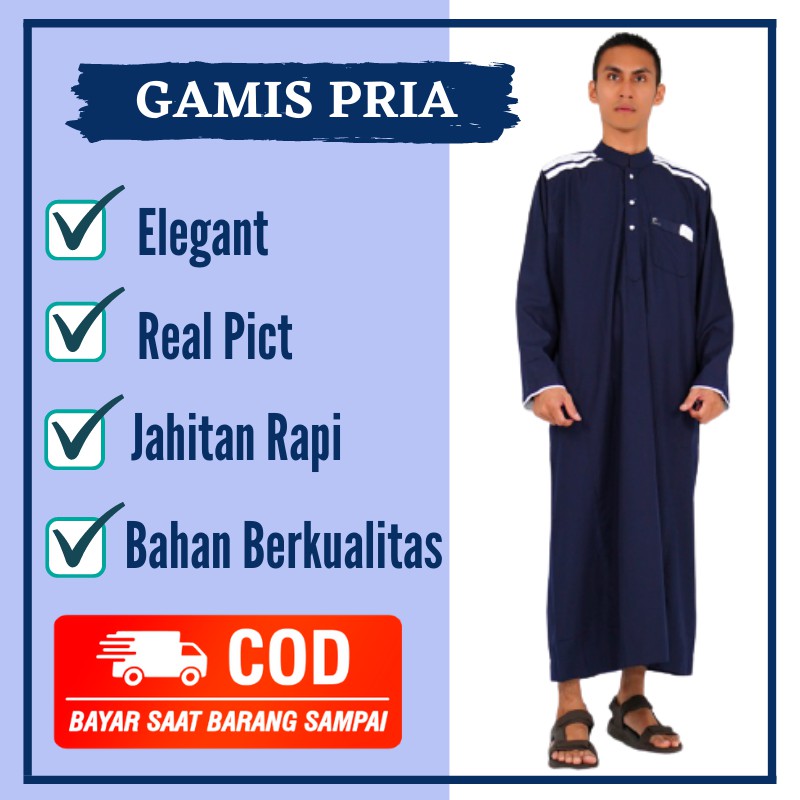Jubah Cordova Navy Pakaian Gamis Pria AlIsra Rakasale D6W5