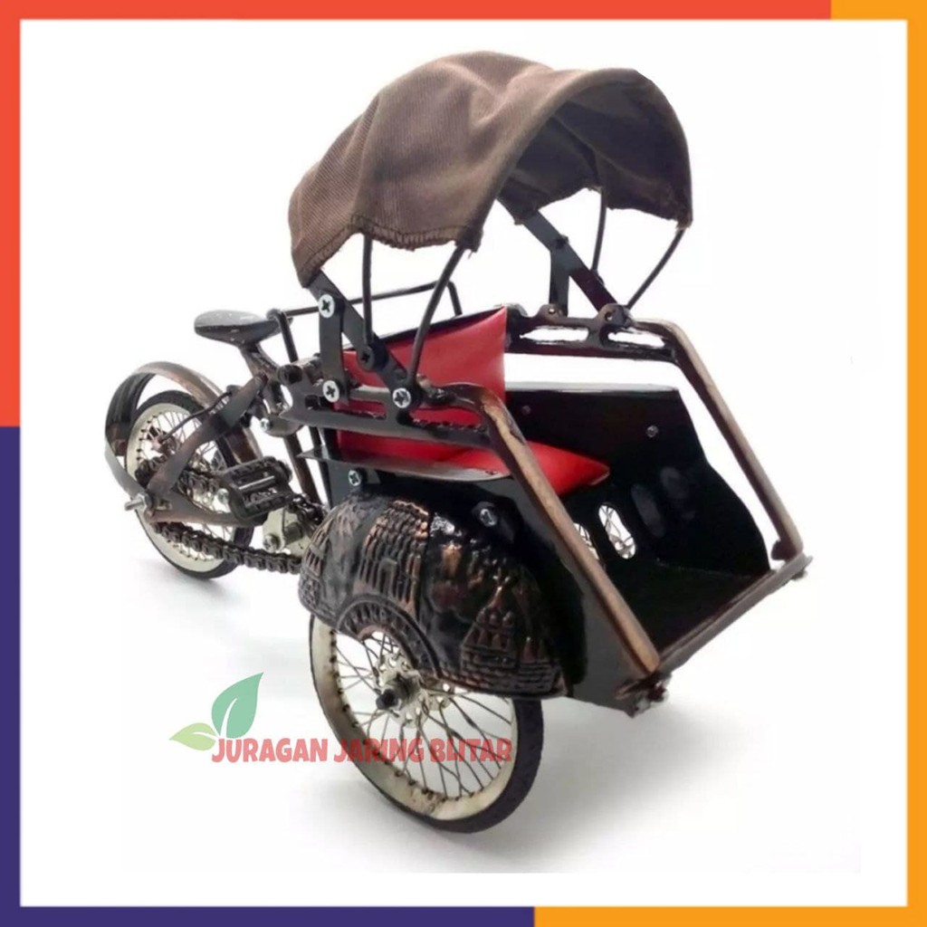 Miniatur Becak Tradisional | Becak Jawa | Miniatur Becak Jogja Besi