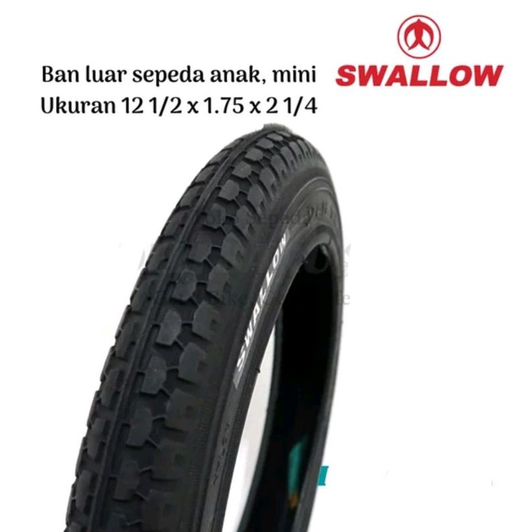 Ban luar swallow 12 1/2 x 1.75 x 2 1/4 kembang slick ban sepeda 12x1.75x2 ban luar sepeda ban 12 inc