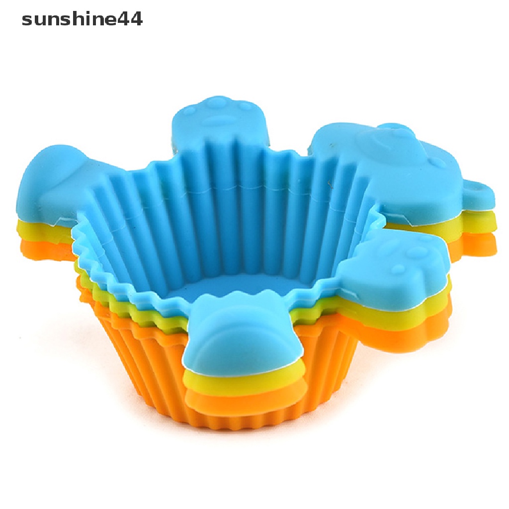 Sunshine 1pc Cetakan Kue / Cupcake Mini DIY Bentuk Beruang Kartun Bahan Silikon