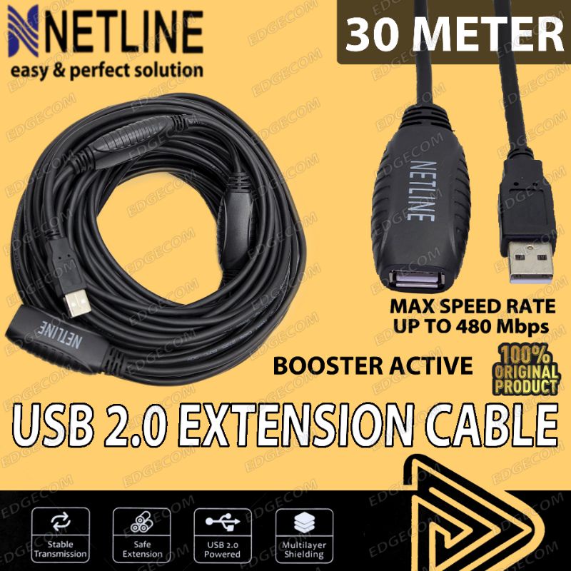 NETLINE Kabel USB 2.0 Extender Aktif / Extension Active 30 Meter