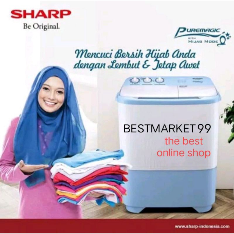 Mesin Cuci Sharp ES T79 SJ. 7kg  2 Tabung Hijab Series Promo Free Ongkir. SBY