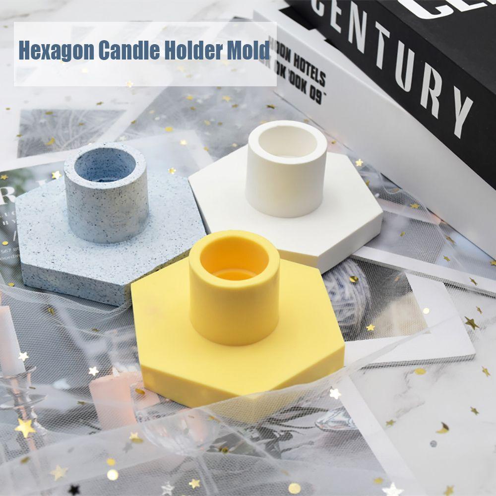 Preva Hexagon Candle Holder Perlengkapan Pesta Dekorasi Rumah Plester Beton Cetakan Silikon