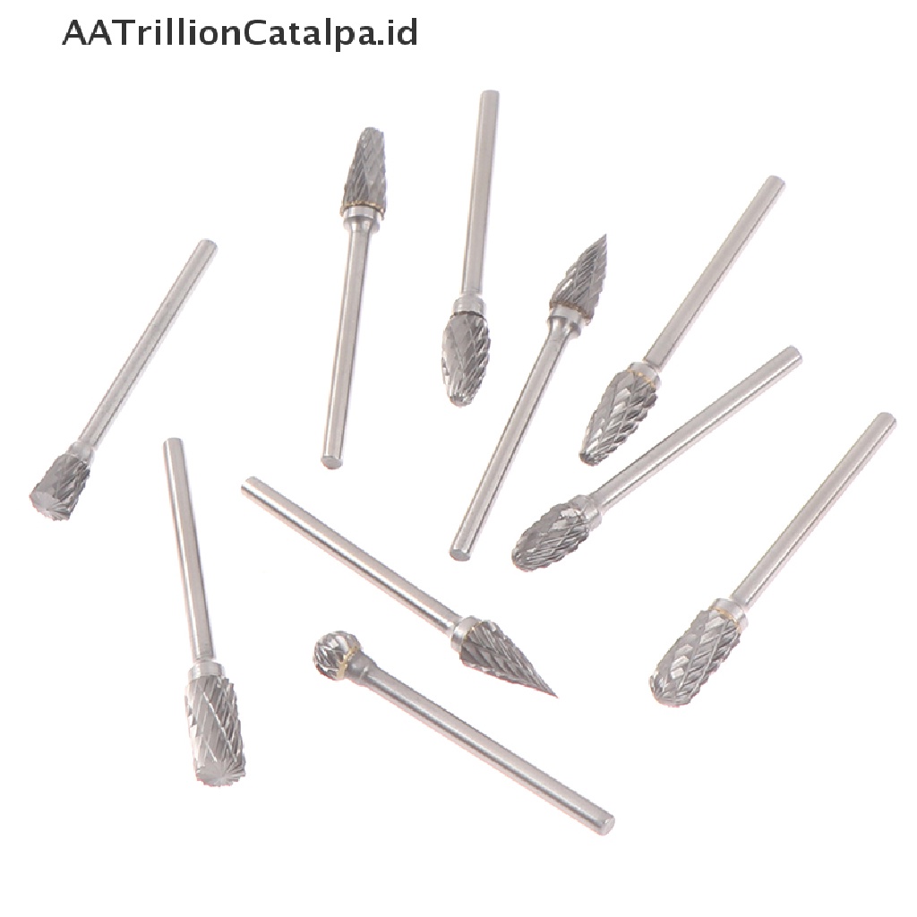 10 Pcs Kepala Pemotong Penggilingan Rotary File Polishing Bahan Tungsten Carbide Ukuran 3x6mm