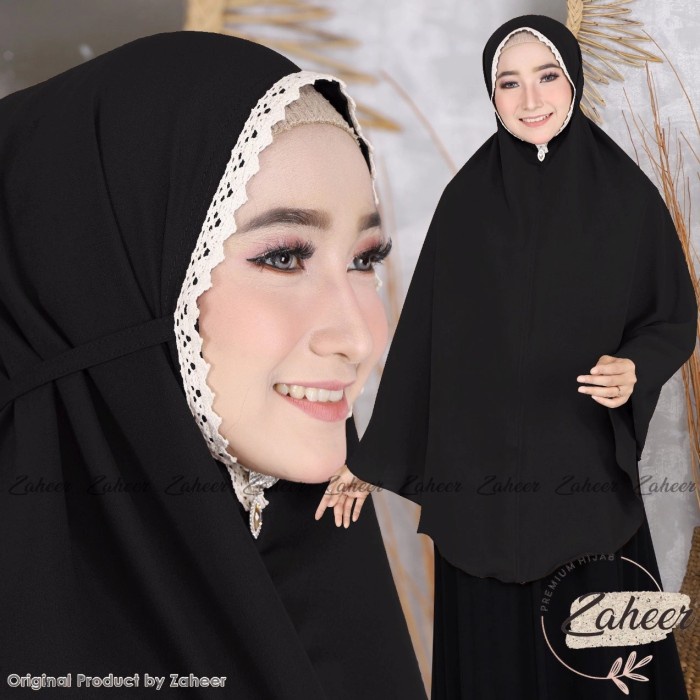 jilbab instan hijab bergo tali maryam Renda khimar nonpet jumbo XXL - Hitam
