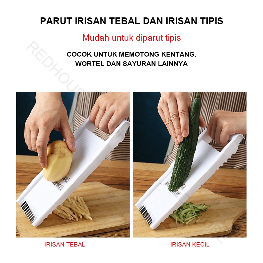 RED HOUSE Parutan Serbaguna Multifungsi Putih 4 in 1 Alat Pemotong Buah &amp; Sayur