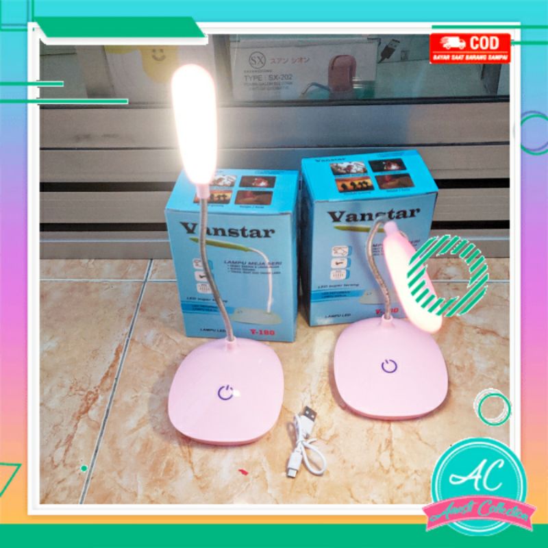 Vanstar Lampu LED meja belajar rechargeable sentuh elastis portable