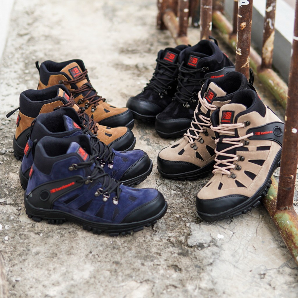 SM88 - Sepatu Gunung Pria Karrimore Hitam Boots Safety Hiking Boot Septi Cowok Outdoor Bots Terbaru