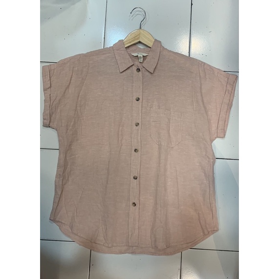 HnM Short Sleeve Open Collar Linen Blend Shirt Original