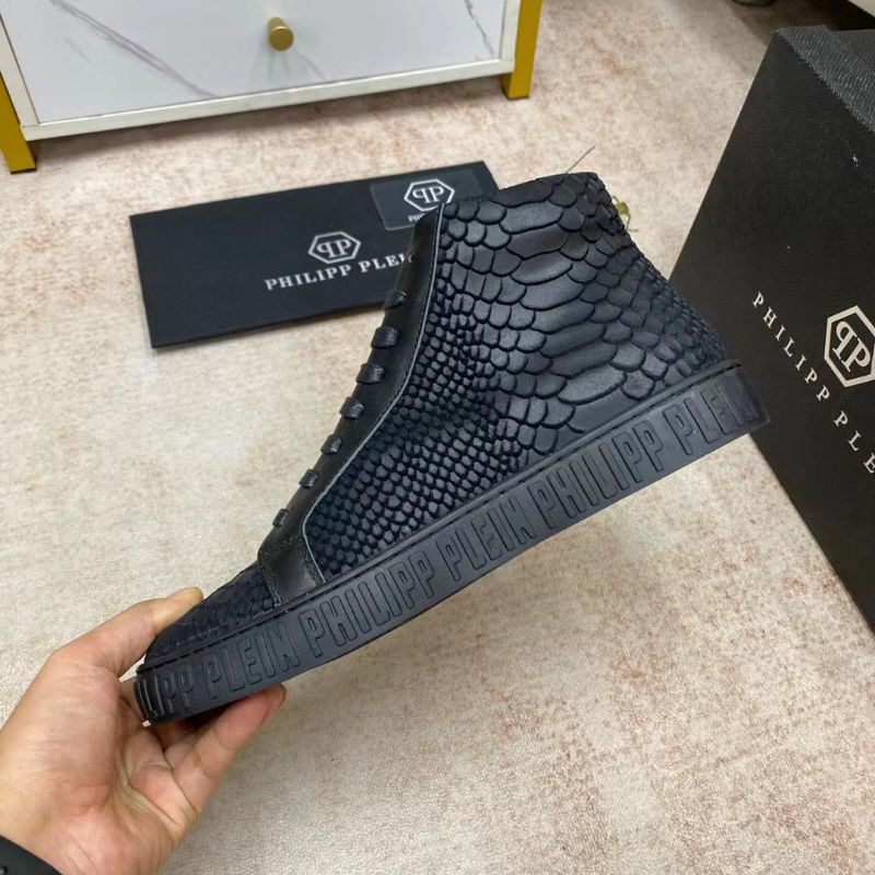 sepatu boots cowok philipp plein sneaker pria high top pp men shoes hitam vip P1SHOES