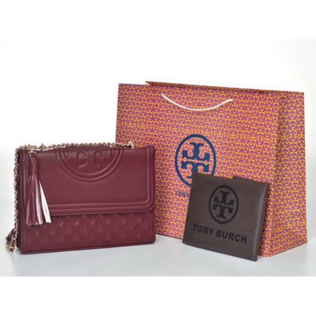 Tas Tory Burch Fleming Convertible Shoulder Medium Maron