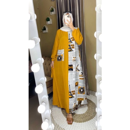 BISA COD GAMIS KORAN LIPSTICK FASHION WANITA REMAJA SYAR'I TERBARU - DRESS GAMIS VIRAL LONGDRESS