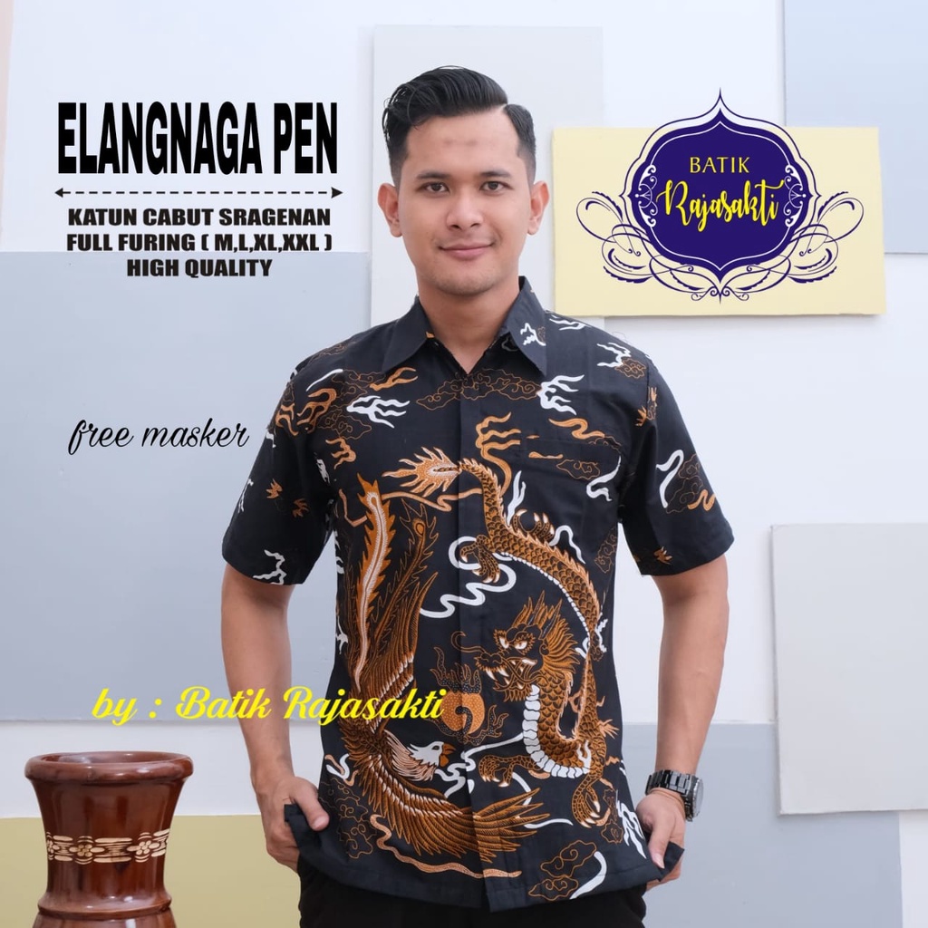 ELANG NAGA Kemeja Batik Solo Pria PREMIUM Lengan Panjang Katun Halus BATIK RAJASAKTI Vijay permata biru argo lawu Prastowo Proboseto Rajaswa Jayanegara Mahesa Joglo ungu  Suket Segoro mahkota