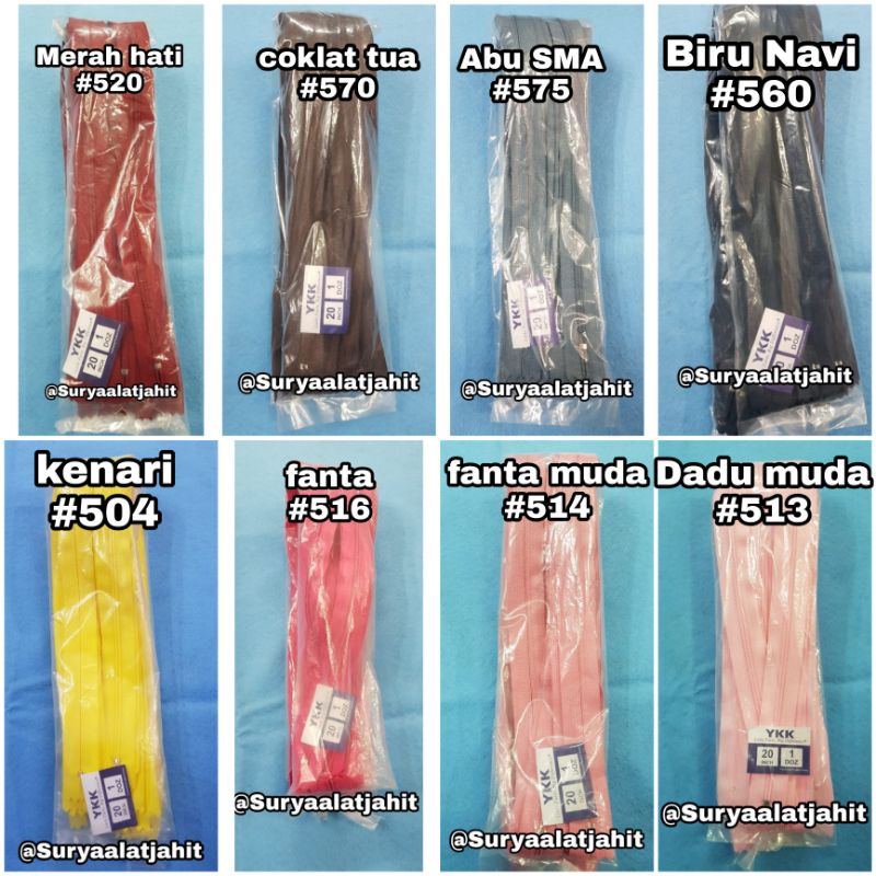 Resleting YKK Cat 20in (50cm) FRC-32 @1lusin =rp.24.000/12pcs