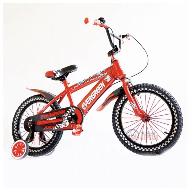Sepeda mini BMX 16 anak Evergreen Logan inch murah Termurah SNI Garansi Frame 5 tahun kredit cicilan-Merah