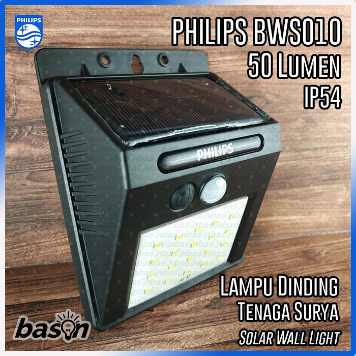 PHILIPS BWS010 0.5W LED50 Solar Wall Light - Lampu Tenaga Surya dengan Sensor Gerak