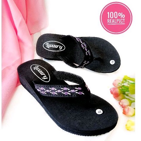 Sandal Jepit Wanita Polos - Sandal Wedges Wanita - Sandal Wanita Murah - Sandal Spon Wanita (kelip2)