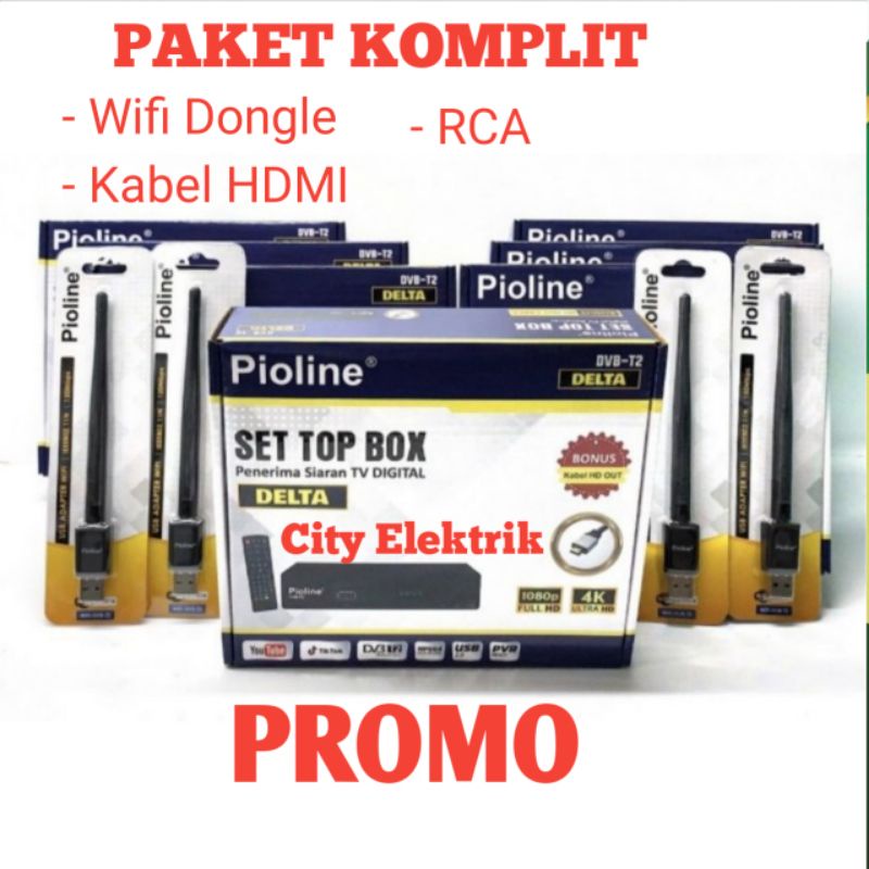 SET TOP BOX DIGITAL DVB - T2 PIOLINE / STB TV DIGITAL FULL HD ( Bonus USB Wifi Dongle, Kabel HDMI, RCA ) Paket Komplit