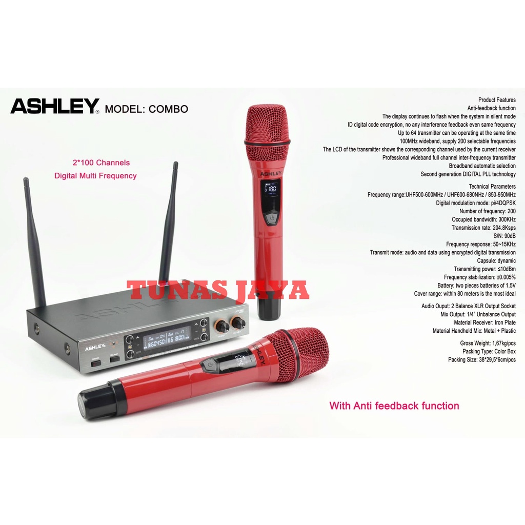 Mic Wireless ASHLEY COMBO Dual Handle Original New