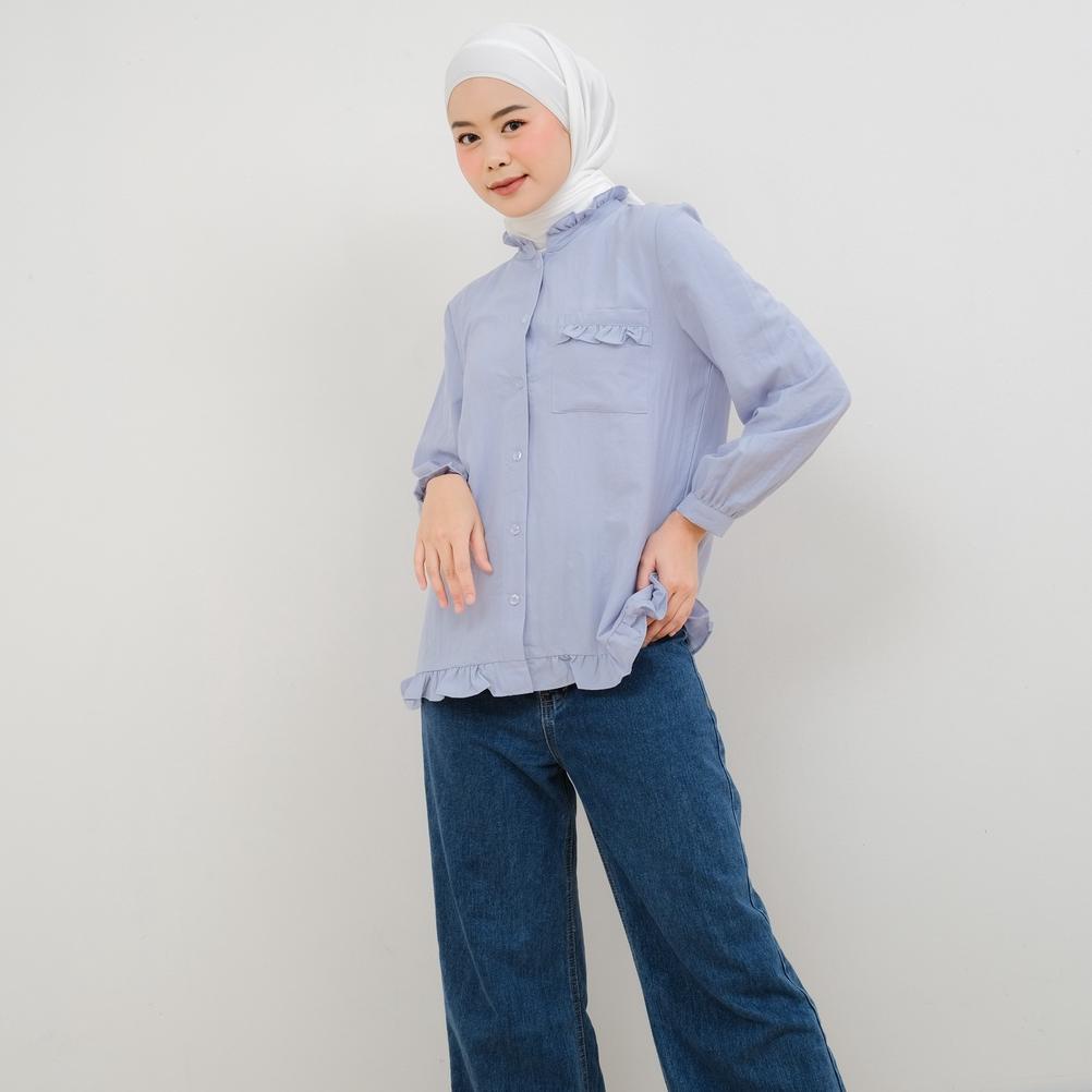 Mayoutfit Kiony Shirt | Atasan Baju Wanita Kemeja Blouse Ruffle