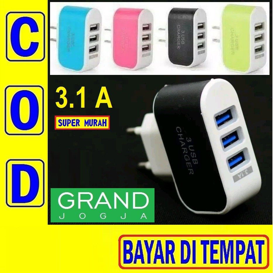 Jual PAC 6E Kepala Charger 3usb Warna Hp Handphone 3 Slot Usb Batok