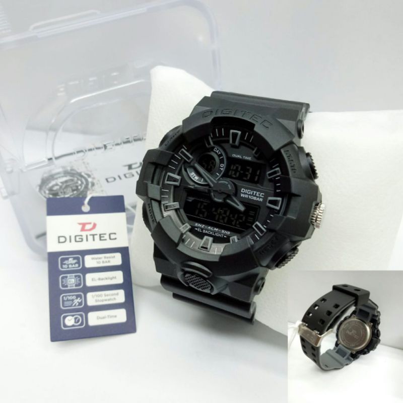 Jam Tangan Pria Digitec Original DG4112 Dual Time Tahan Air