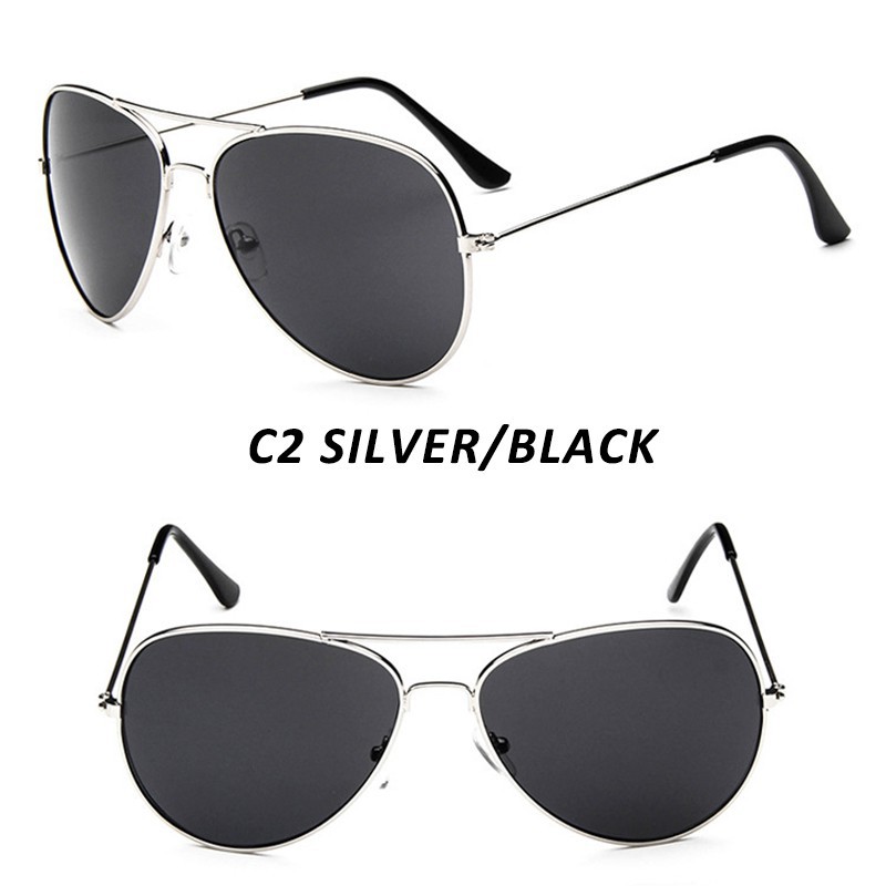 (YUZHU) Bayar Di Tempat Kacamata Hitam Aviator Pilot Frame Metal dengan Night Vision untuk Pria / Wanita