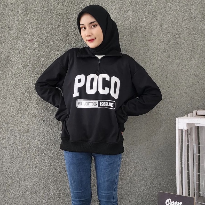 Poco Colar Sweater Kerah Outwear Gaya Kekinian Trendy Bahan Fleece