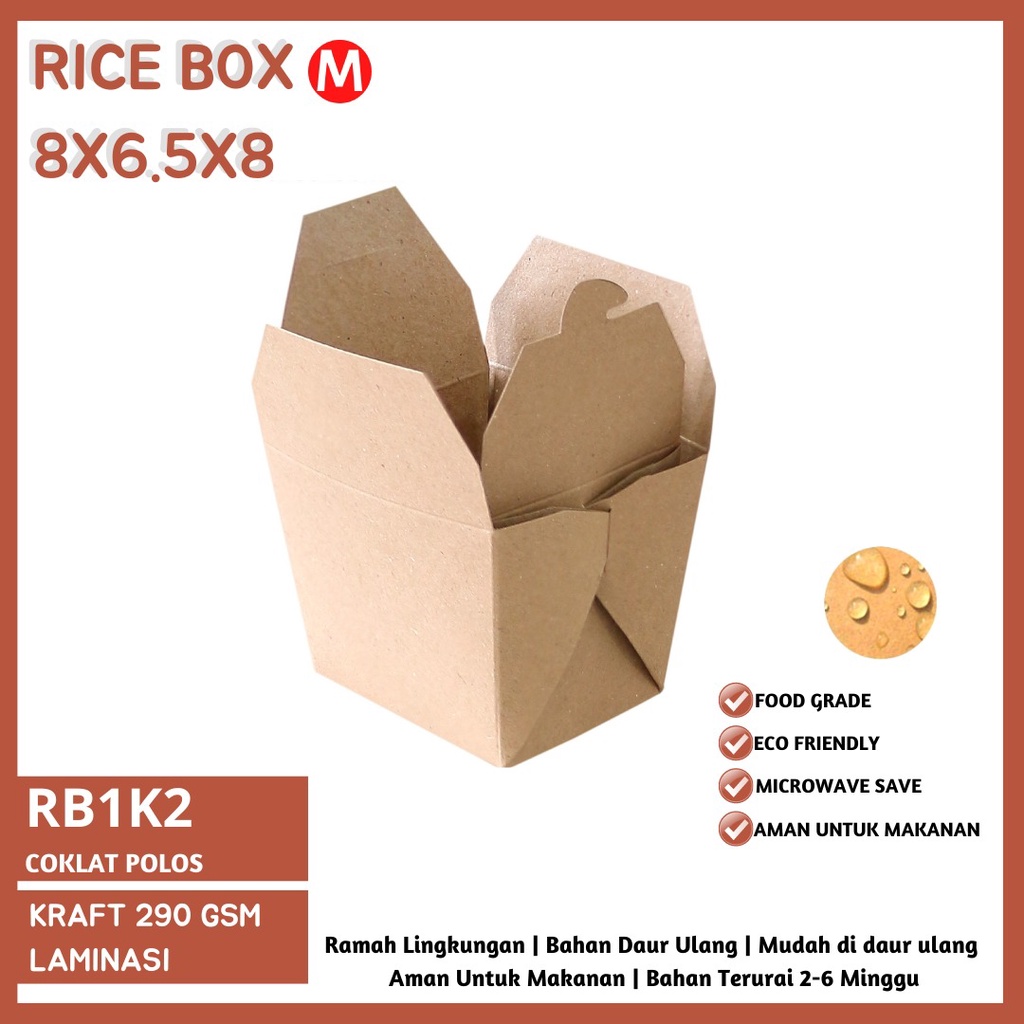 Rice Box Small Paper bowl Food Pail Paper Rice Box (RB1K2-Laminasi)