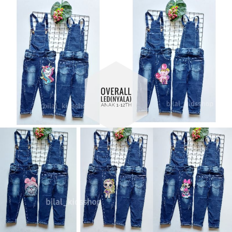 OVERALL JEANS LED ( NYALA ) ANAK 2-12TH