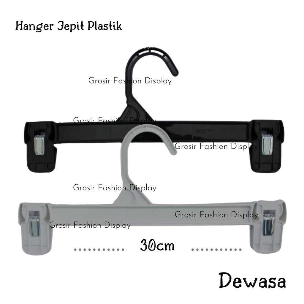 Hanger Jepit Plastik Warna Putih Hitam / Gantungan Celana / Gantungan Baju / Hanger Rok (BH)