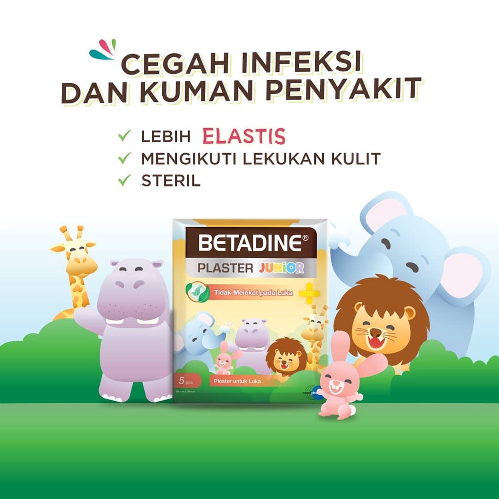 1 Pack 5 pcs - BETADINE PLESTER JUNIOR ZOO PARTY Plester Untuk Luka Pada Anak