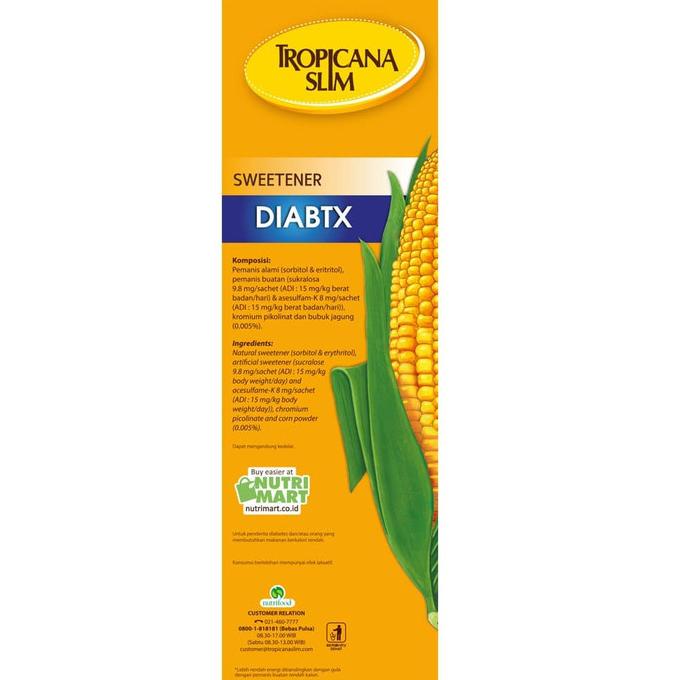 

Twin Pack: Tropicana Slim Sweetener Diabtx (100 Sachet)