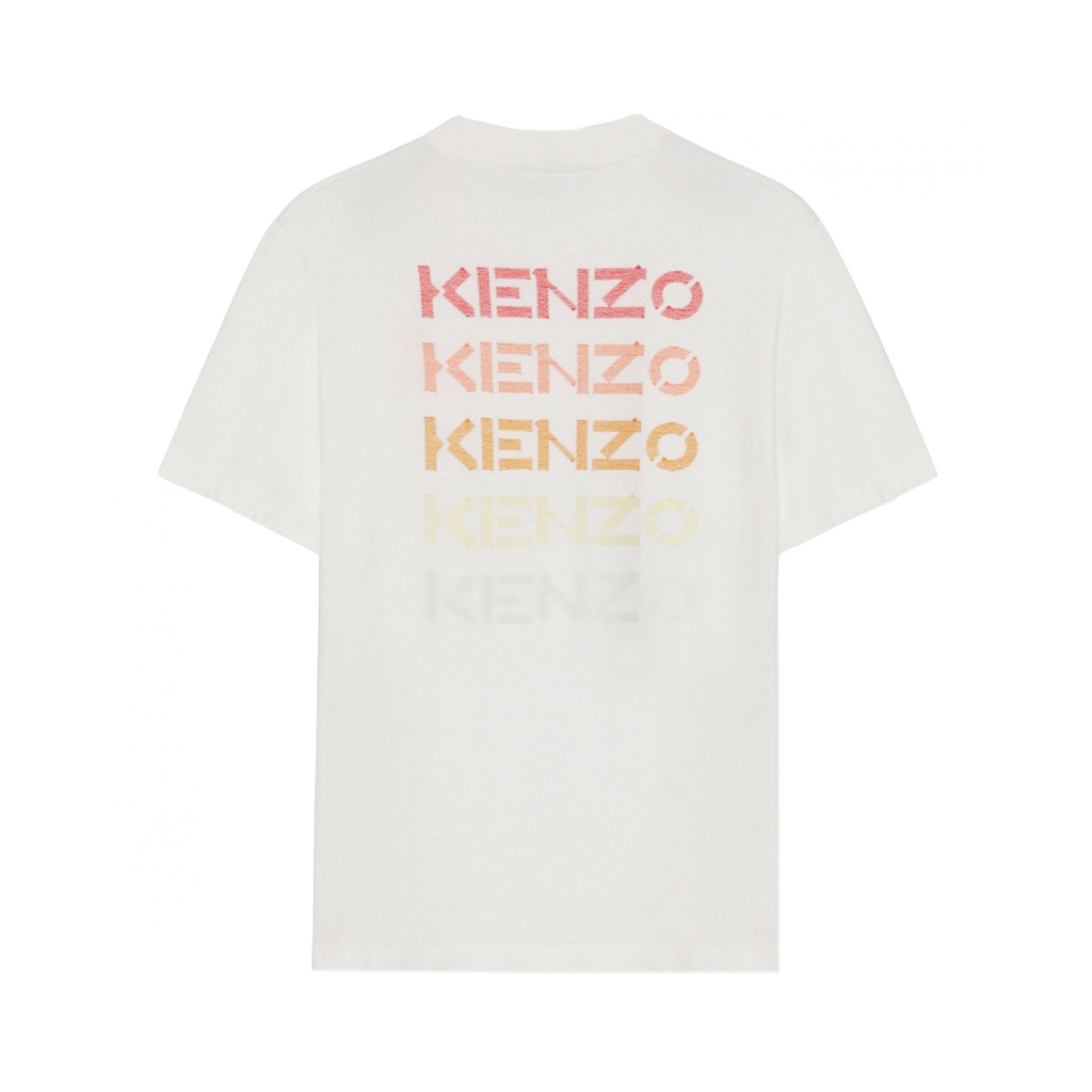 Knzo SS22 Men Embroidered Multicolor Logo Tee White 100% Original